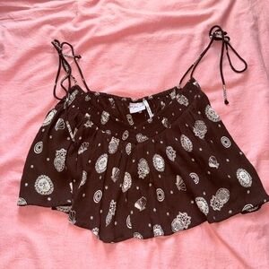 URBAN OUTFITTERS Brown Flowy Top - XS